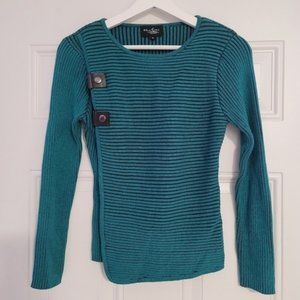 VINTAGE Bellisima Cable Knit Long Sleeves Top Size Meduim in Green